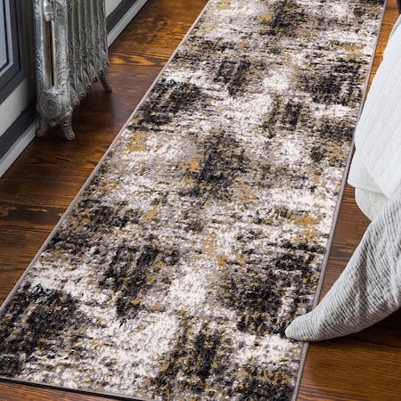 World Rug Gallery Adare Contemporary Abstract Runner Rug 2'x7' Yellow 977YELLOW2X7